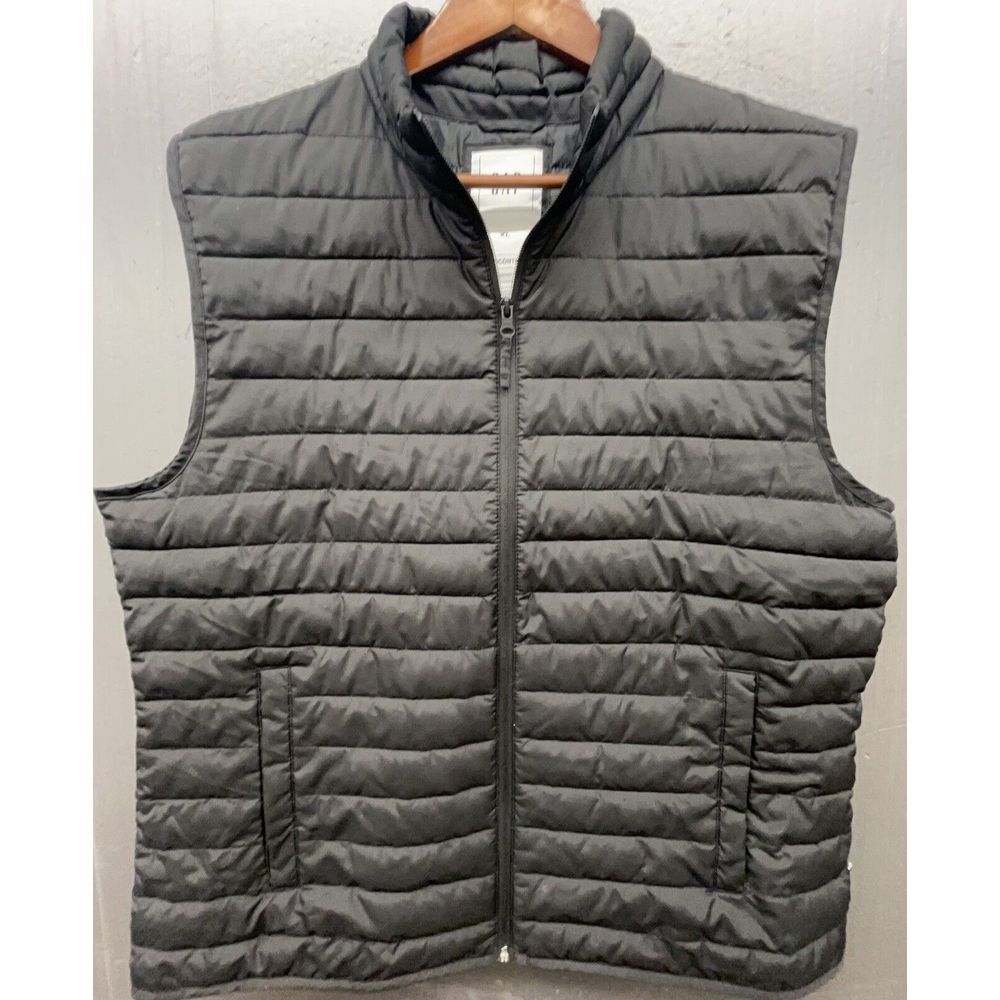 Gap Puffer Vest Men XL Black Cold Control Water Resistant Coated Full Zip Jacket - Picture 3 of 14